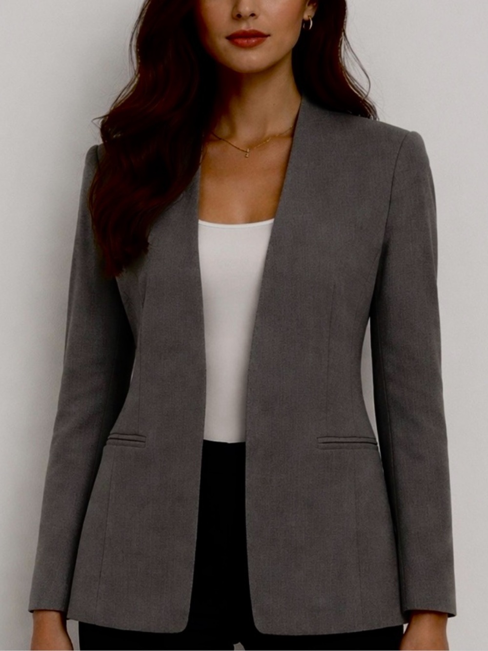 Alice + Olivia Blazer Jerri Collarless in Grey